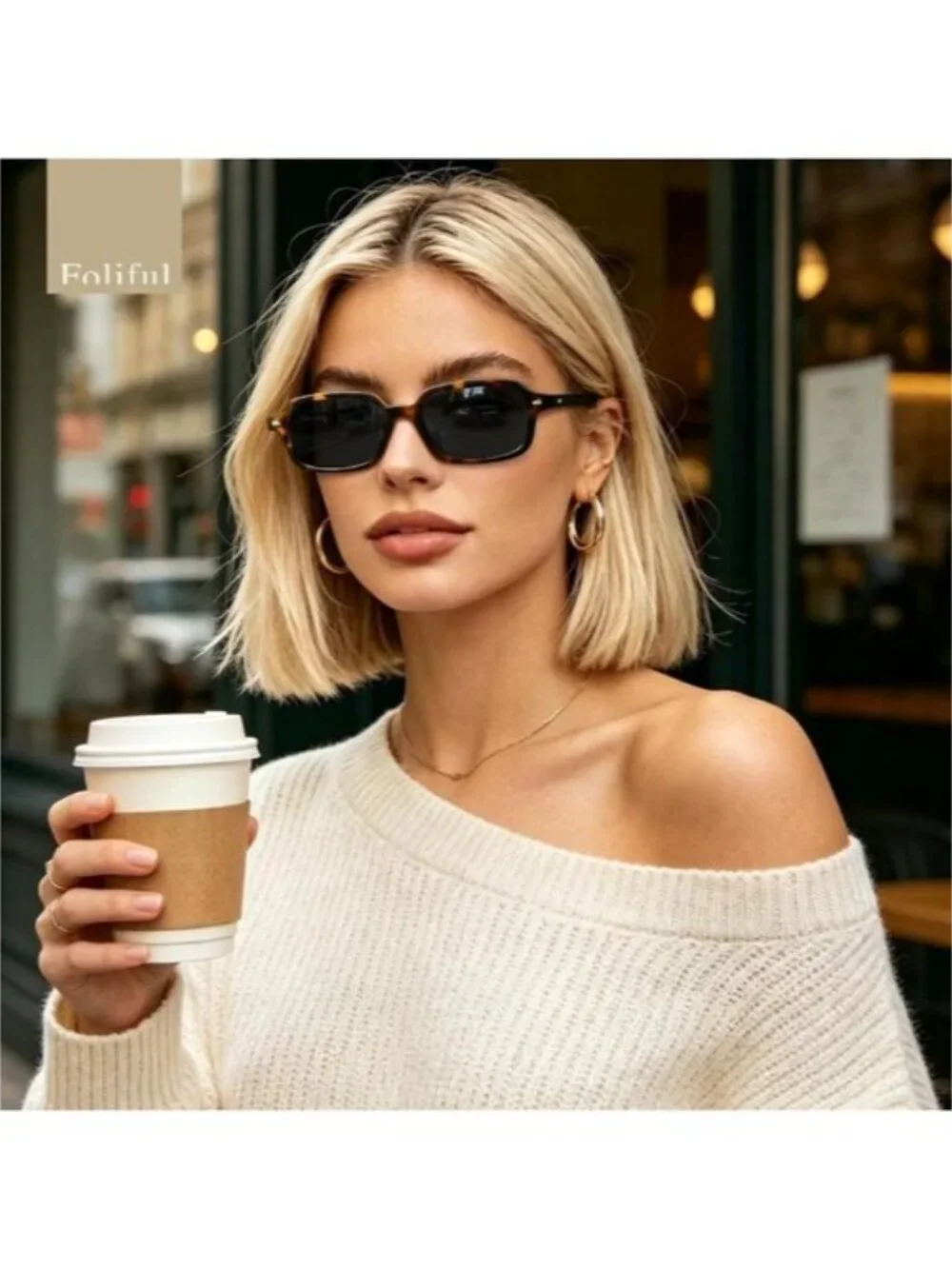 Polarized Rectangle Sunglasses Vintage Small Square Retro Frame UV400 Protection